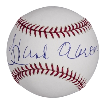 Hank Aaron Single Signed OML Selig Baseball (PSA/DNA)